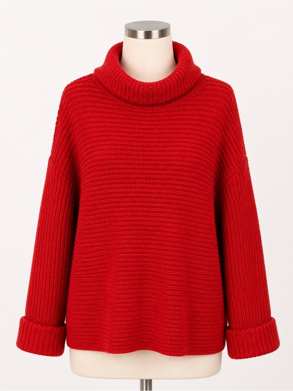 Anthropologie Pilcro Oversized Brick Red Chunky Cowl Neck Sweater Size Small